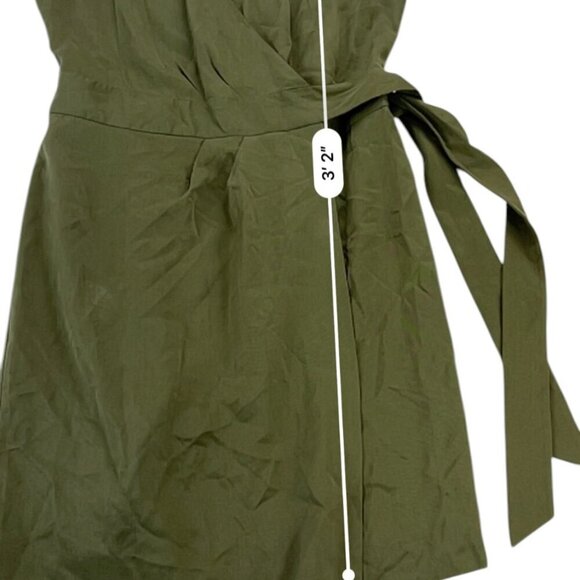 Banana Republic Wrap Midi Dress Green Career Sleeveless Size 12 - Picture 10 of 13